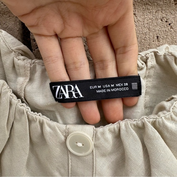 Zara Cream Ruffle Buttoned Blouse - Picture 3 of 4